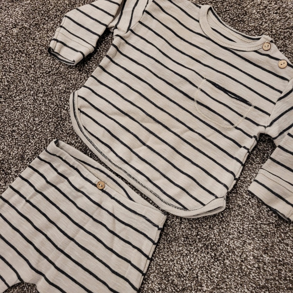 Striped Cream and Black Kids Matching Set